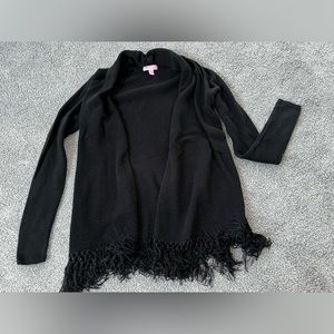 Lilly Pulitzer Black Fringe Cardigan XS